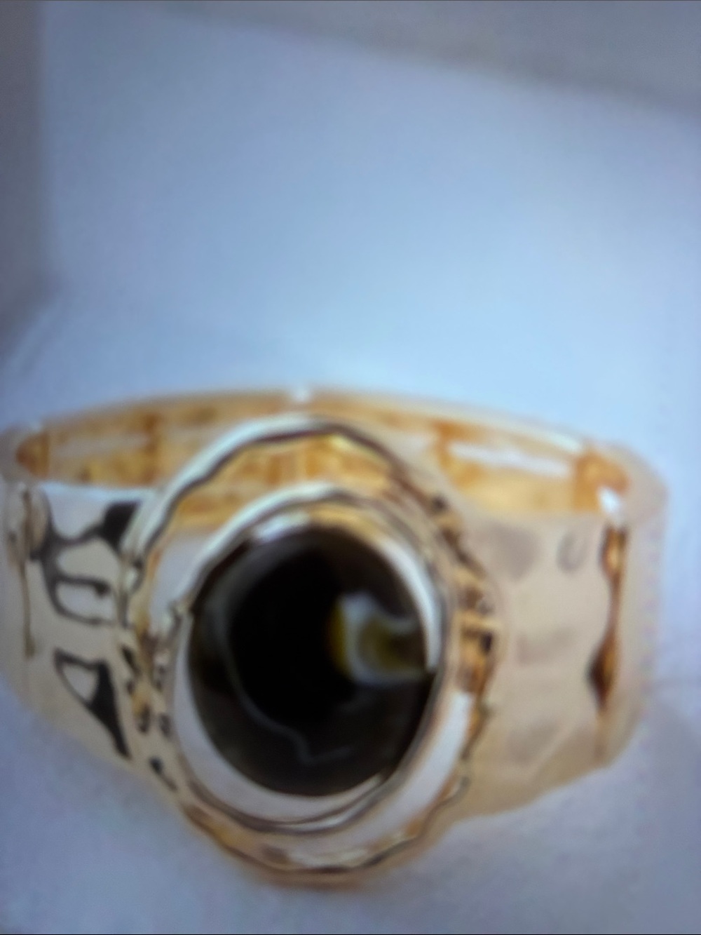Gold-Tone Black Stone Statement Bracelet